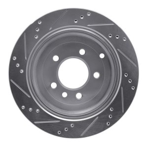 Land Rover LR3 Brake Rotor (1) - Rear Right - R1 Concepts - Drilled & Slotted - Silver - `05-`07